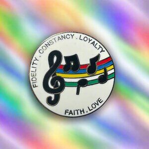 Fidelity Constancy Loyalty Faith and Love Rainbow Music Note Enameled Brooch Pin
